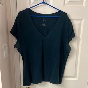 Blue V-Neck Short Sleeve Tshirt